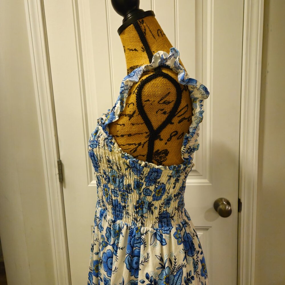 *SOLD*Haute Hippie Midi Blue Floral Dress Size 4 - Picture 11 of 13